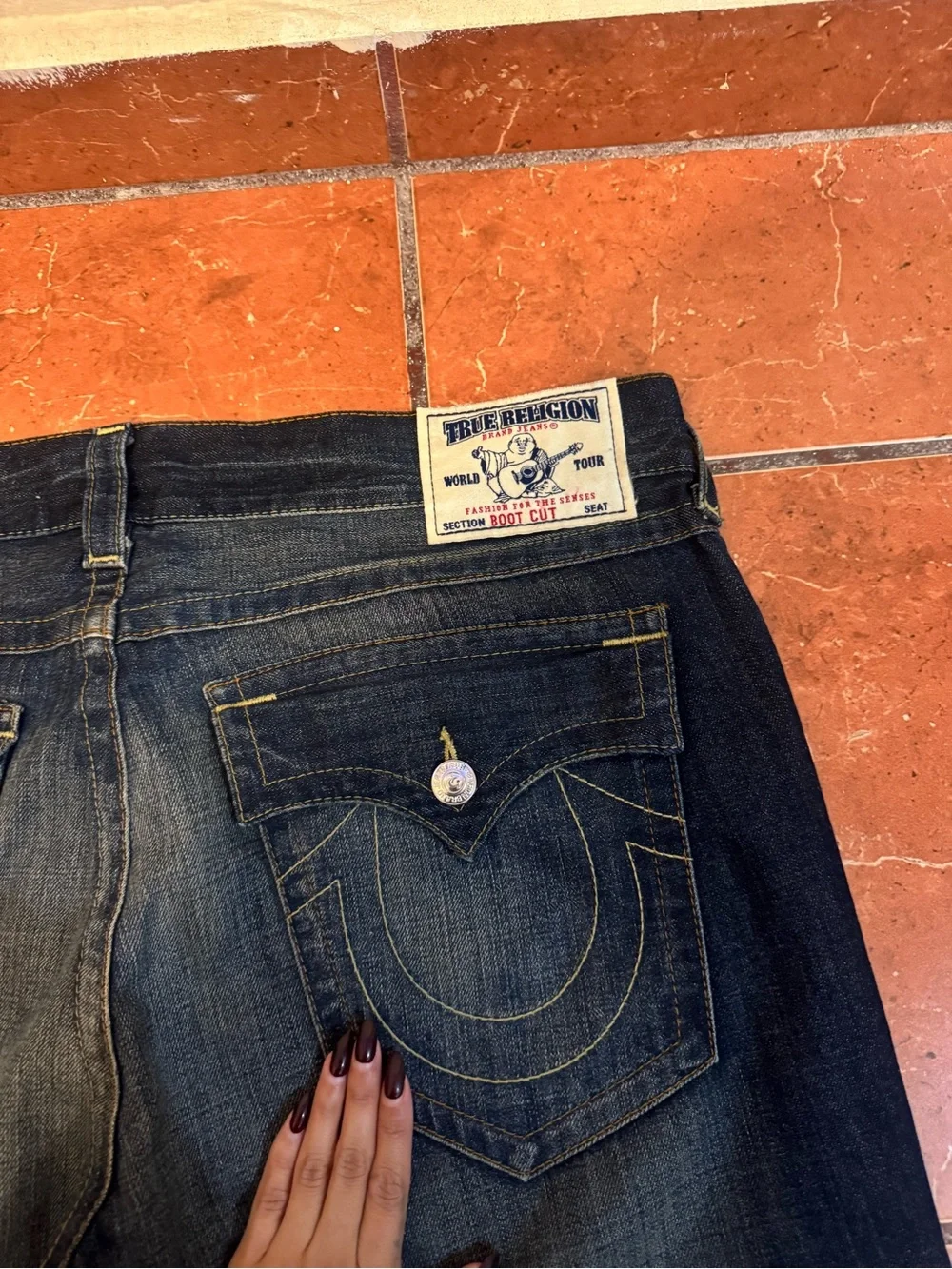 True Religion Men's Dark Blue Bootcut Jeans